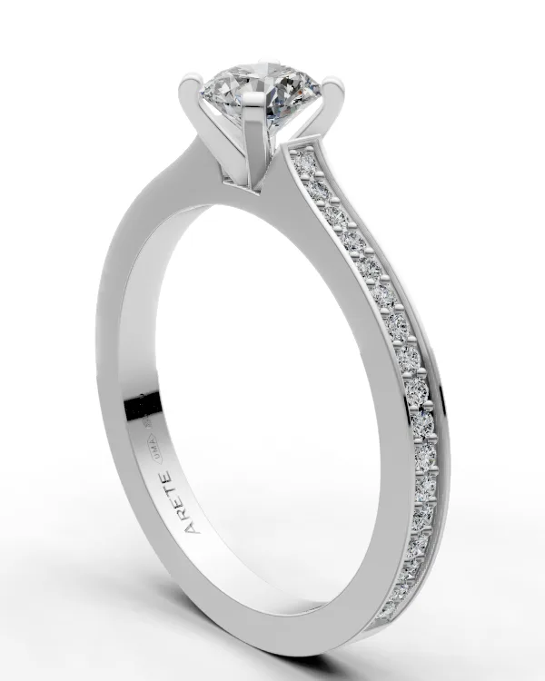 Pavé Solitaire with Flat Shoulders