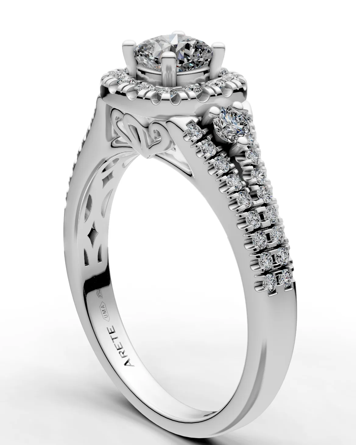 Openwork-Gallery Halo Ring