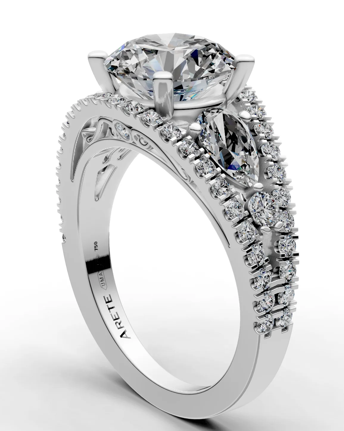 Pear-Accent Cluster Ring