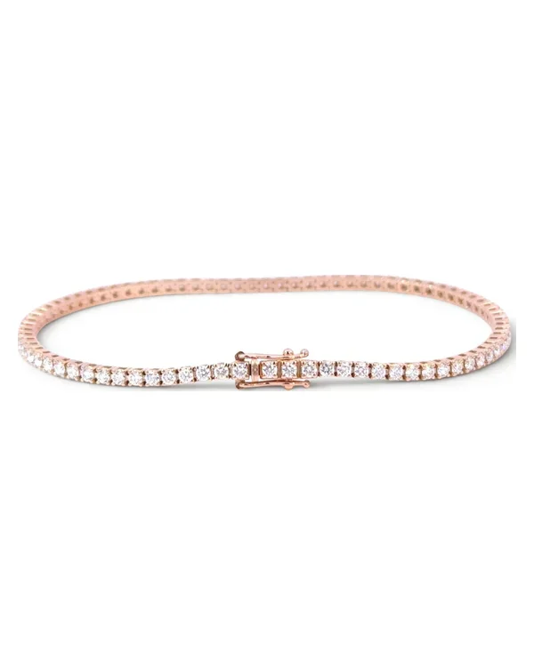 Brățară tennis cu diamante E-F VS-SI, aur roz 14 kt, 2.12 ct
