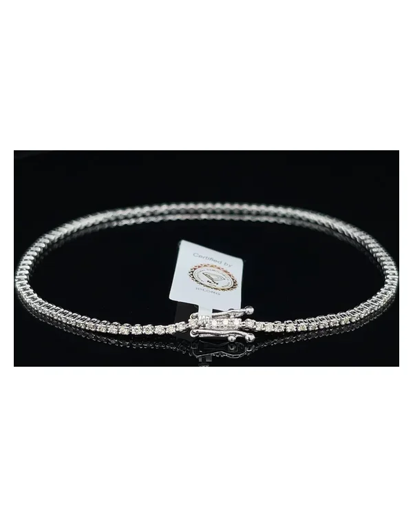 Bracelet tennis diamants bruns, or blanc 14 ct, 0.75 ct