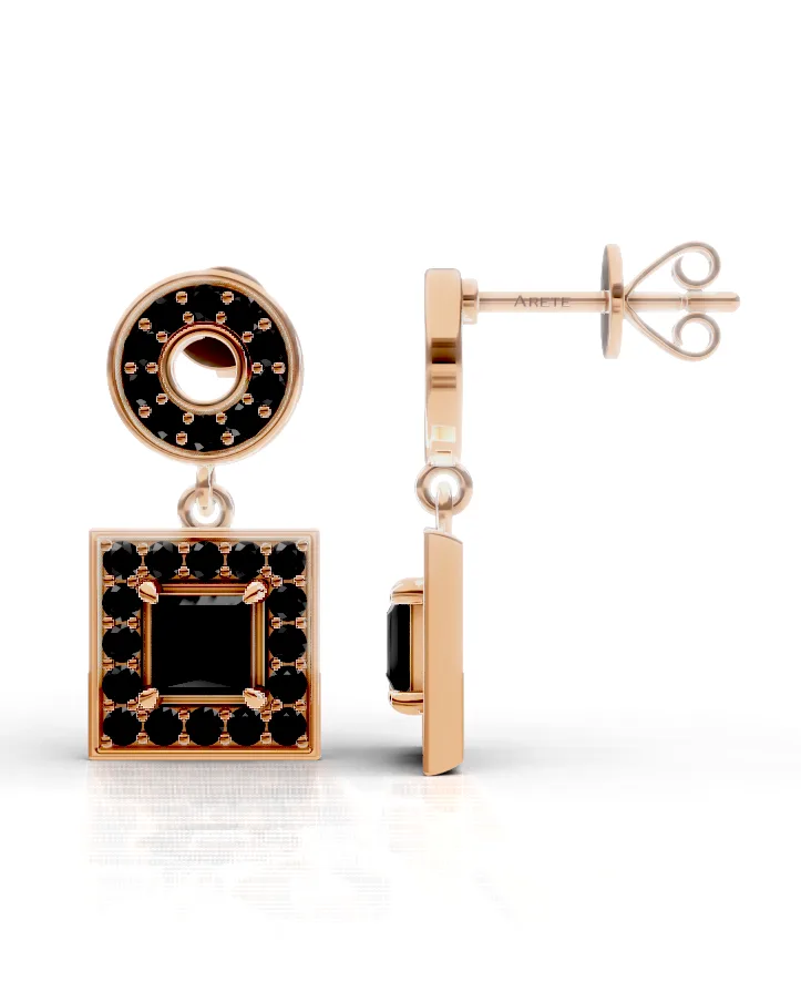 Square Halo Drop Earrings