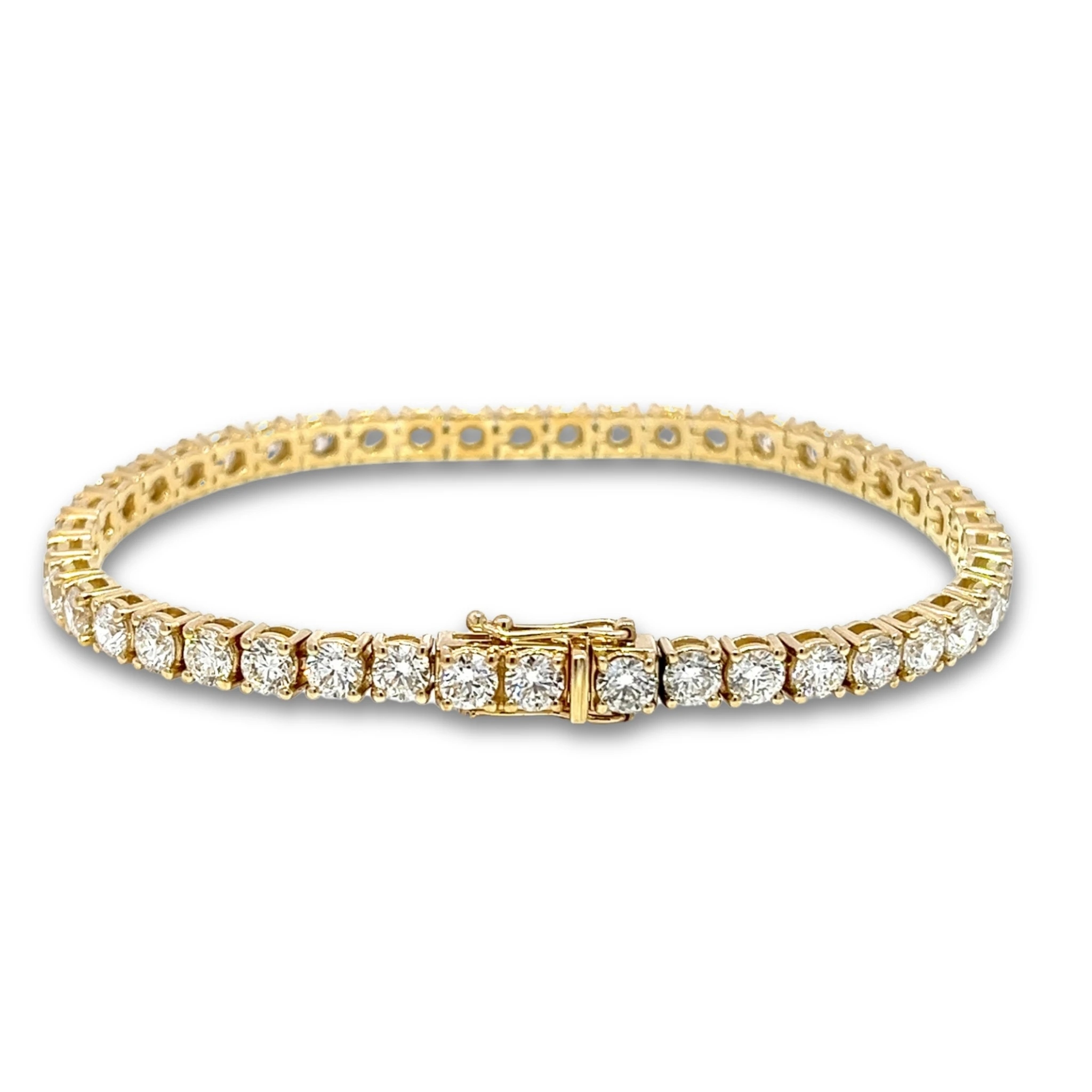 Timantti-tennisrannekoru D-F VS, 14k keltakulta, 8.08 ct