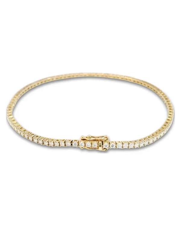 Diamant tennisarmband D-F VVS, 14kt gulguld, 1.80 ct