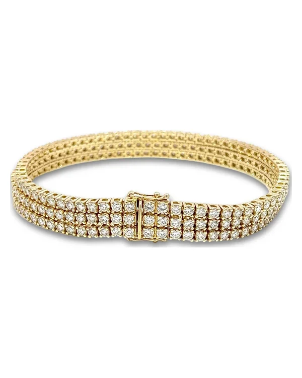 Diamant tennisarmband D-E VS, 14kt gulguld, 8.10 ct