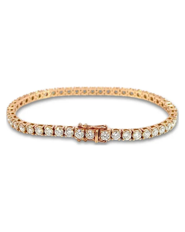 Brățară tennis cu diamante D-E VS, aur roz 14 kt, 7.65 ct