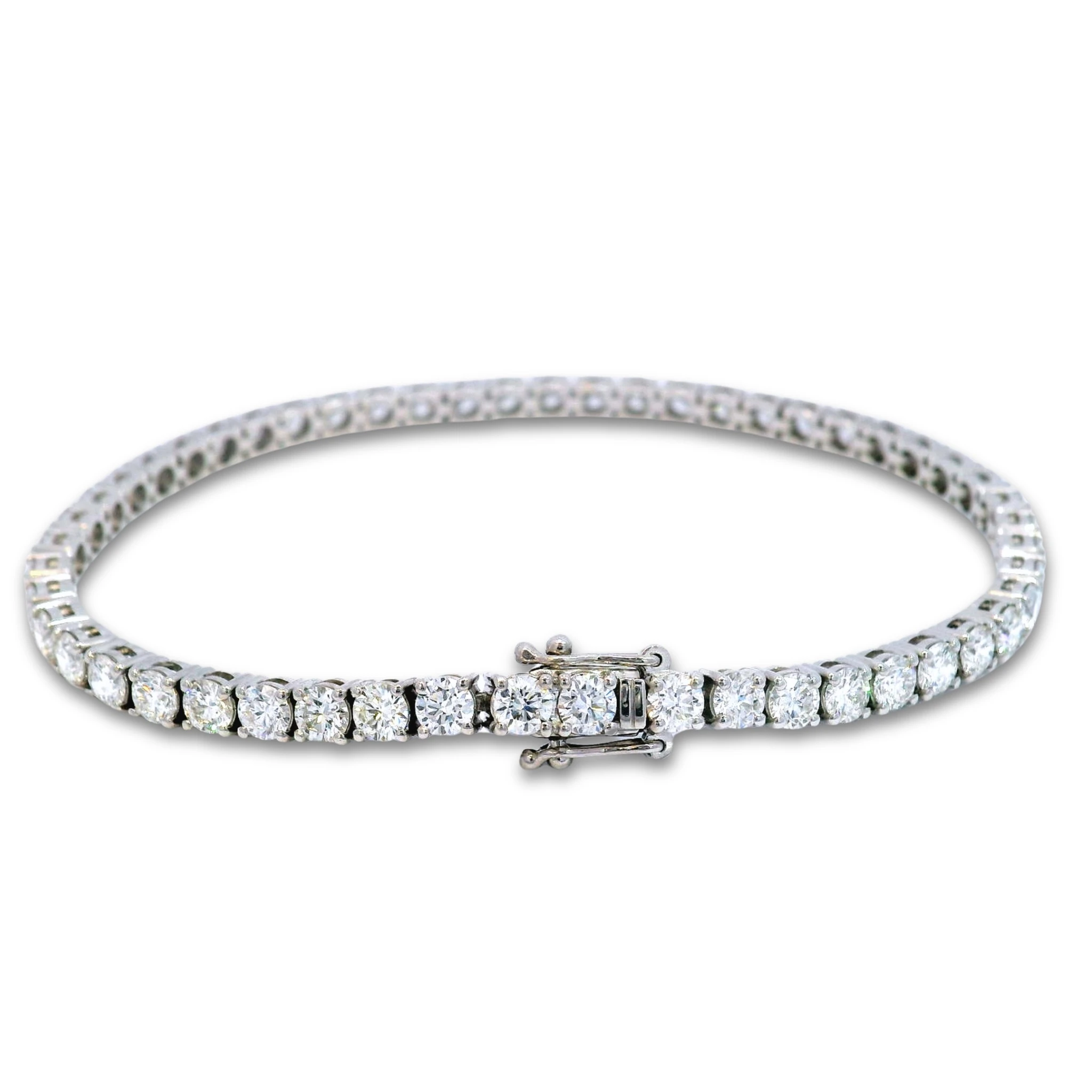 Pulsera tennis de diamantes E-F VS, platino 950, 6.76 ct