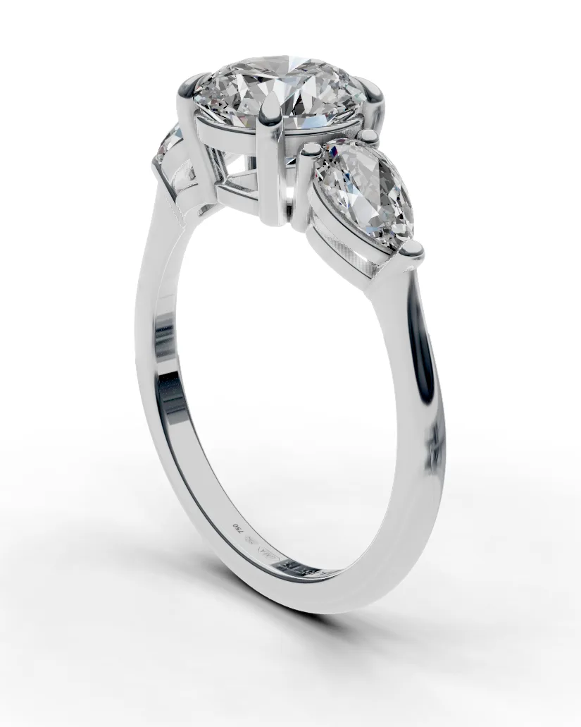 Three-Stone Ring with Pear Sides