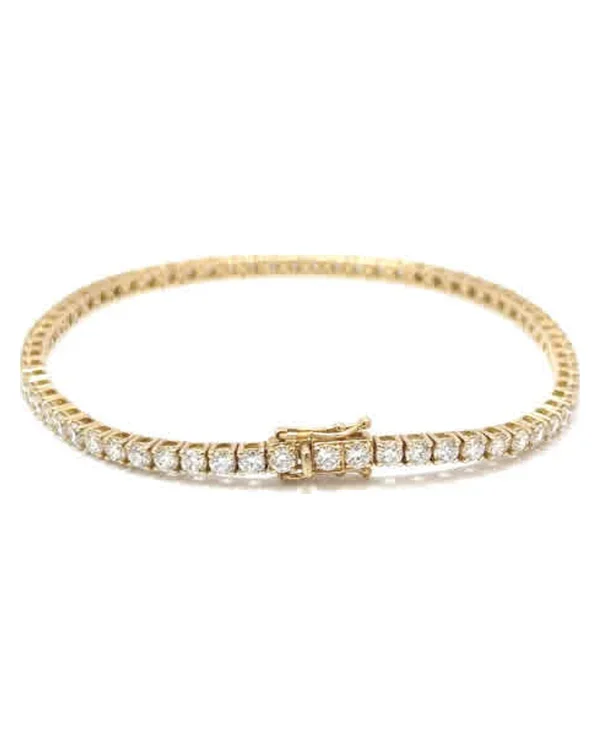 Brățară tennis cu diamante D-F VVS, aur galben 14 kt, 4.67 ct