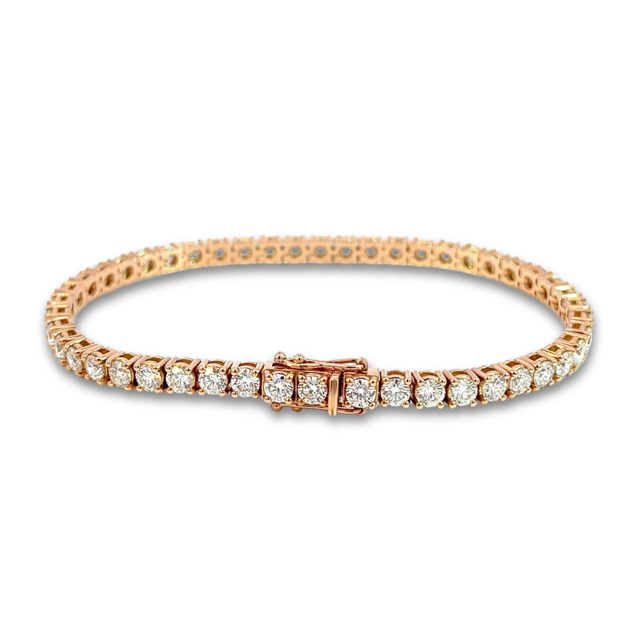 Тенис наруквица са дијамантима D-E VS, 14k розе злато, 7.65 ct