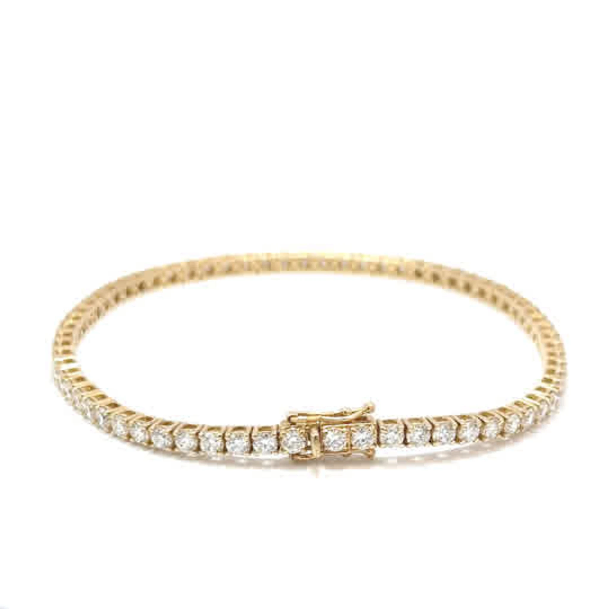 Timantti-tennisrannekoru D-F VVS, 14k keltakulta, 4.67 ct