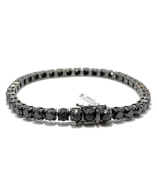 Brățară tennis cu diamante negre, aur 14 kt cu rodiu negru, 28.25 ct